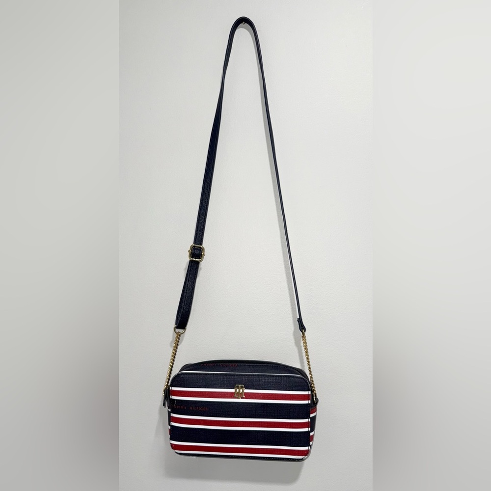 Tommy Hilfiger Navy and Red Striped Crossbody Bag - Read Description